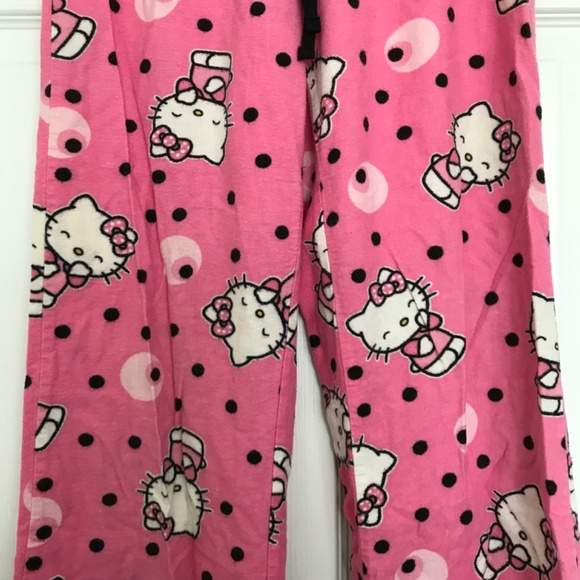 2007 Hello Kitty 100% Cotton Pajama Bottoms Pants Women's XS or Girl's L/XL - Picture 4 of 10